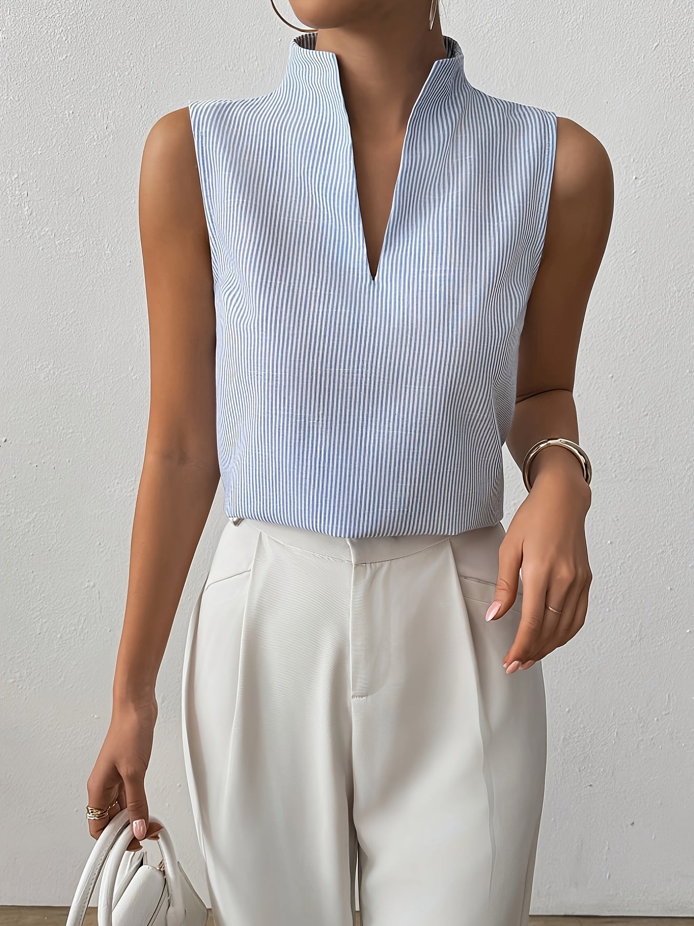 Alba™ | Top Sin Mangas con Rayas Finas