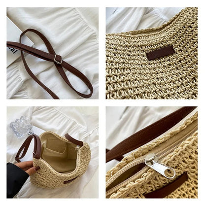 Sofía™ | Bolso de Hombro de Paja Minimalista