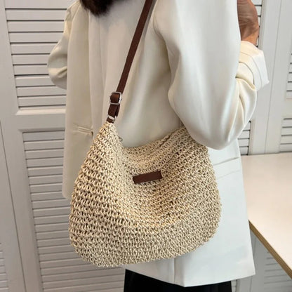 Sofía™ | Bolso de Hombro de Paja Minimalista